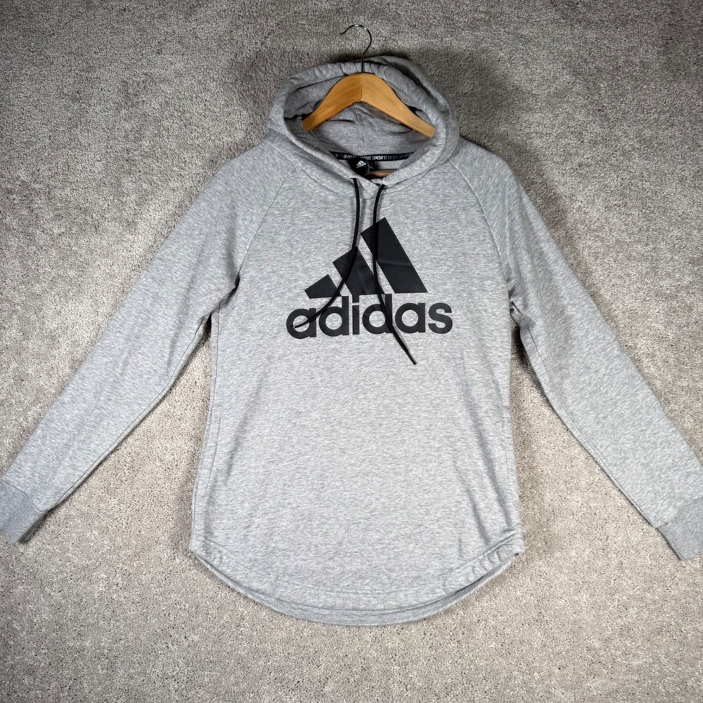 Adidas Women's Small Grayâ Heathered Logo Pullover Hoodie Sweatshirt